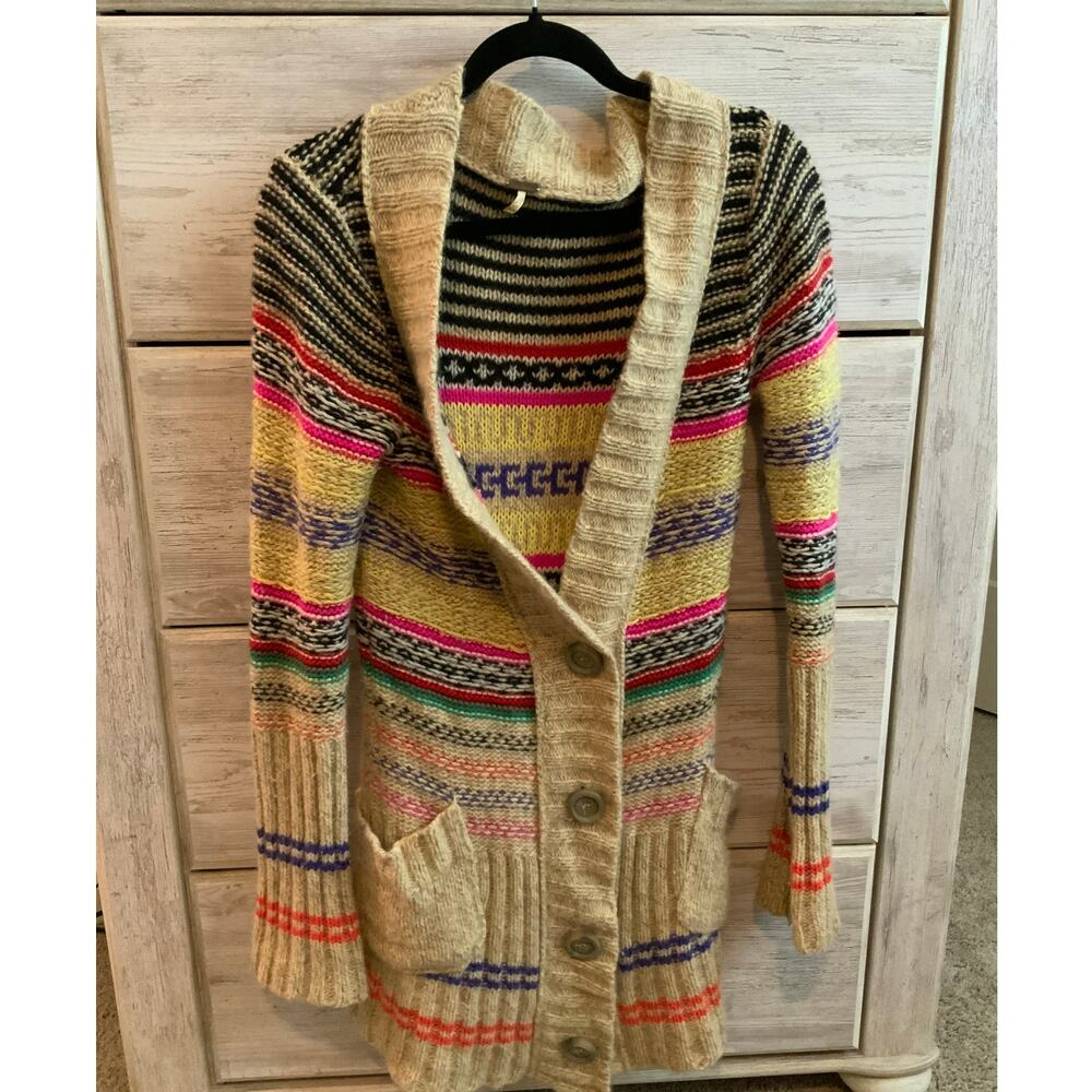 Free People Multicolor Wool Blend Boho Cardigan Sweater - XS - Picture 2 of 5
